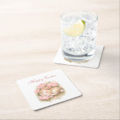 Cute Easter Bunny Rabbit Pink Blush Peony Kartonnen Onderzetters (Insitu)