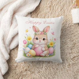 Cute Easter Bunny Rabbit Pink Blush Peony Kussen