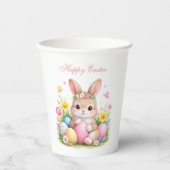 Cute Easter Bunny Rabbit Pink Blush Peony Papieren Bekers (Voorkant)