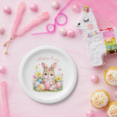 Cute Easter Bunny Rabbit Pink Blush Peony Papieren Bordje (Feest)