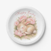 Cute Easter Bunny Rabbit Pink Blush Peony Papieren Bordje (Voorkant)