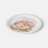 Cute Easter Bunny Rabbit Pink Blush Peony Papieren Bordje (Gekanteld)