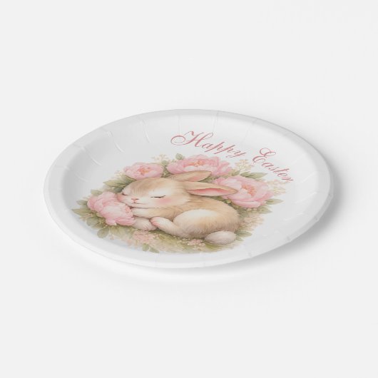 Cute Easter Bunny Rabbit Pink Blush Peony Papieren Bordje (Gekanteld)