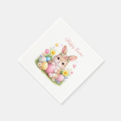 Cute Easter Bunny Rabbit Pink Blush Peony Servet (Hoek)