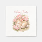 Cute Easter Bunny Rabbit Pink Blush Peony Servet (Voorkant)