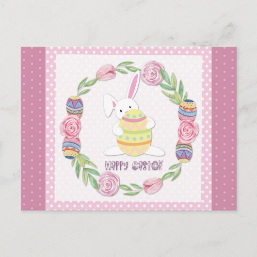 Cute Easter Bunny Rabbit Polka Dots Briefkaart (Voorkant)
