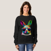 Cute Easter Bunny Rabbit wearing Sunglasses Trui (Voorkant volledig)