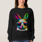 Cute Easter Bunny Rabbit wearing Sunglasses Trui (Voorkant)