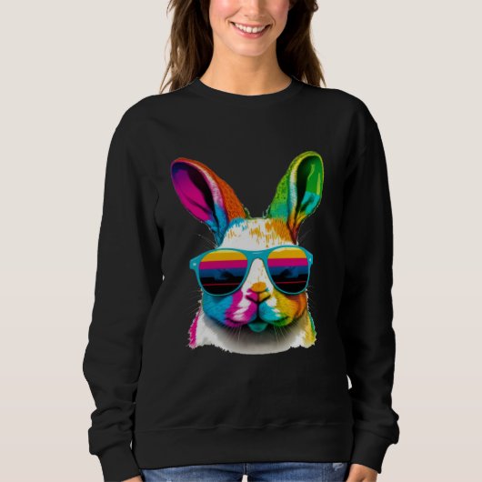 Cute Easter Bunny Rabbit wearing Sunglasses Trui (Voorkant)