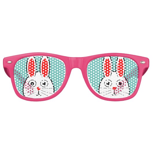 Cute Easter Bunny Retro Zonnebril (Voorkant)
