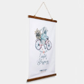 Cute Easter Bunny Riding a Bike Hangend Wandkleed (Gebogen)