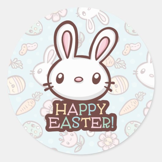 Cute Easter Bunny Ronde Sticker (Voorkant)