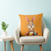 Cute Easter Bunny Sitting with Chocolate almofada Kussen (Stoel)
