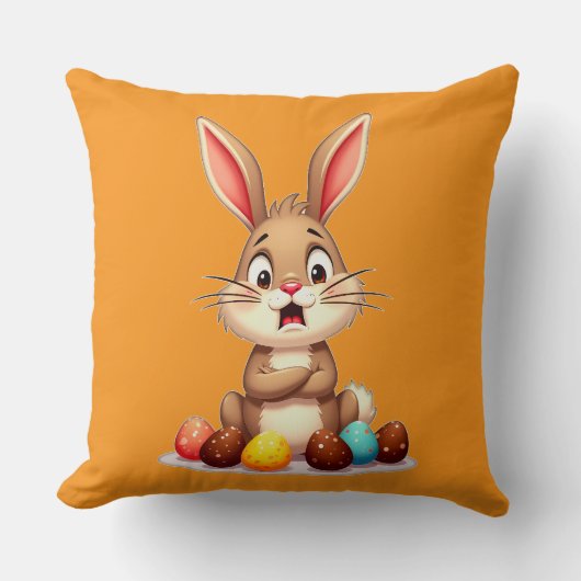Cute Easter Bunny Sitting with Chocolate almofada Kussen (Voorkant)