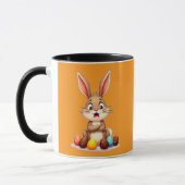 Cute Easter Bunny Sitting with Chocolate caneca Mok (Links)