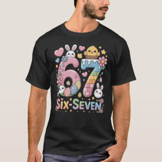 Cute Easter Bunny Six Seven Birthday Design T-shirt