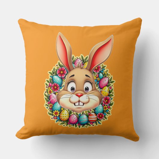 Cute Easter Bunny – Spring Flowers almofada Kussen (Voorkant)