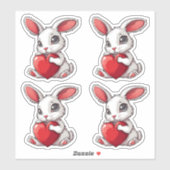 Cute Easter Bunny Sticker Rabbit Hugging Heart (Vel)