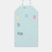 Cute Easter bunny turquoise background Cadeaulabel (Achterkant)