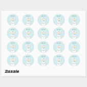Cute Easter bunny turquoise background Ronde Sticker (Vel)