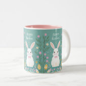 Cute Easter Bunny Tweekleurige Koffiemok (Voorkant rechts)