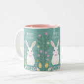 Cute Easter Bunny Tweekleurige Koffiemok (Voorkant links)