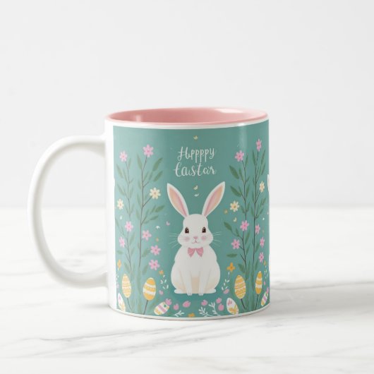 Cute Easter Bunny Tweekleurige Koffiemok (Links)