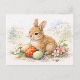 Cute Easter Bunny Watercolor Postcard Feestdagenkaart