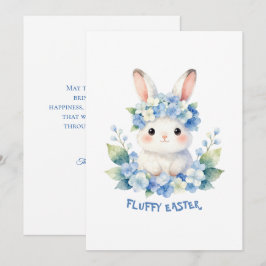 Cute Easter Bunny Watercolor with Hydrangea Feestdagenkaart