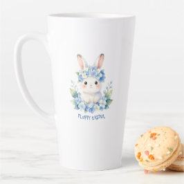 Cute Easter Bunny Watercolor with Hydrangea Latte Mok