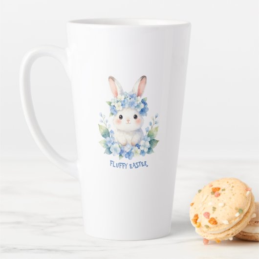 Cute Easter Bunny Watercolor with Hydrangea Latte Mok (In situ)