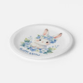 Cute Easter Bunny Watercolor with Hydrangea Papieren Bordje (Gekanteld)