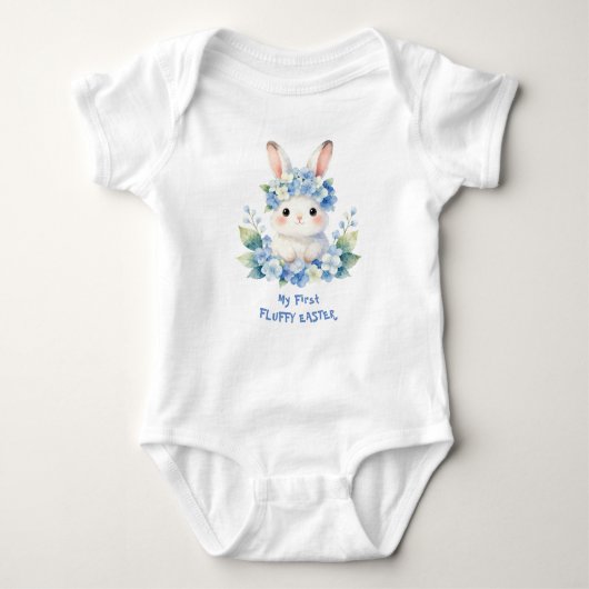 Cute Easter Bunny Watercolor with Hydrangea Romper (Voorkant)