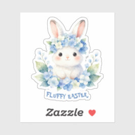 Cute Easter Bunny Watercolor with Hydrangea Sticker