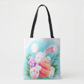 Cute Easter Bunny-Waterverf | Canvas tas (Voorkant)
