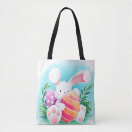 Cute Easter Bunny-Waterverf | Canvas tas
