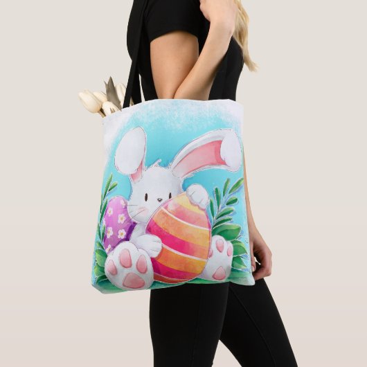 Cute Easter Bunny-Waterverf | Canvas tas (Dichtbij)