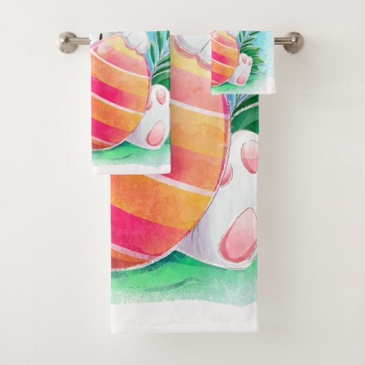 Cute Easter Bunny-Waterverf | Handdoekset Bad Handdoek (Insitu)