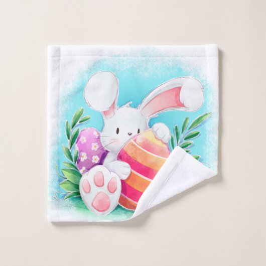 Cute Easter Bunny-Waterverf | Handdoekset Bad Handdoek (Wasdoekje)