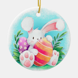 Cute Easter Bunny-Waterverf | Keramische siervoorw Keramisch Ornament