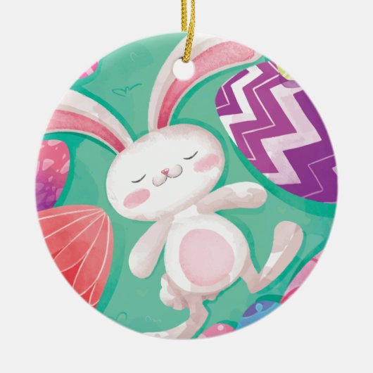 Cute Easter Bunny-Waterverf | Keramische siervoorw Keramisch Ornament (Voorkant)