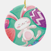 Cute Easter Bunny-Waterverf | Keramische siervoorw Keramisch Ornament (Achterkant)