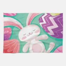 Cute Easter Bunny-Waterverf | Keukenhanddoek