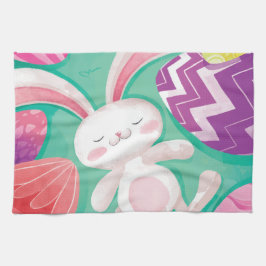 Cute Easter Bunny-Waterverf | Keukenhanddoek