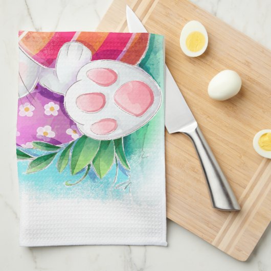Cute Easter Bunny-Waterverf | Keukenhanddoek (Quarter Fold)