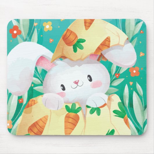 Cute Easter Bunny-Waterverf | Mousepad Muismat (Voorkant)