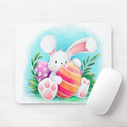 Cute Easter Bunny-Waterverf | Mousepad Muismat (Met muis)