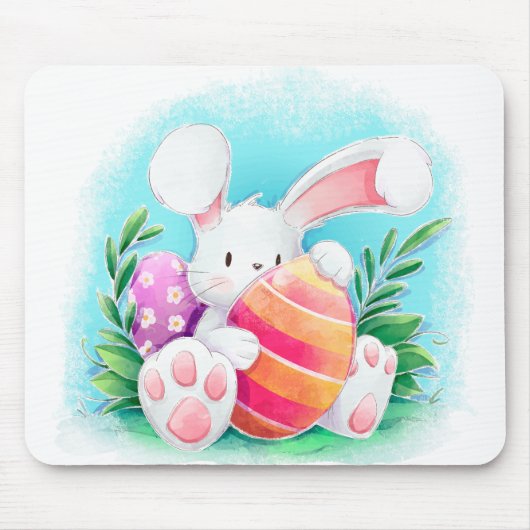 Cute Easter Bunny-Waterverf | Mousepad Muismat (Voorkant)