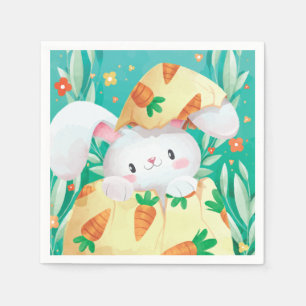 Cute Easter Bunny-Waterverf   Papier Napkin Servet