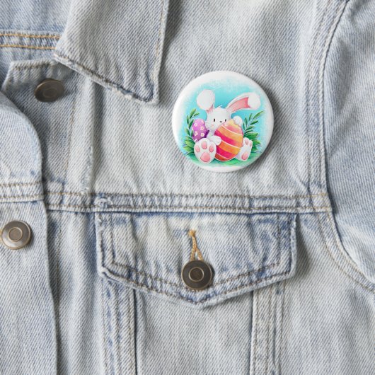 Cute Easter Bunny-Waterverf | Pin-Button Ronde Button 5,7 Cm (In situ)
